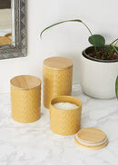 DII Kitchen Accessories Collection, Textured Matte Ceramic Canister Set, Honey Gold, Vine, 3 Piece by CozyNest Decor