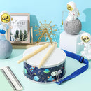 Boao 1 Pc Kids Drum Set, 8 Inch Toddler Drum Wooden Toy with Adjustable Strap and 4 Drumsticks, Educational Sensory Musical Instrument for Toddlers Kid Baby Boys Girls Gift (Space) by TinyTreasures Baby Boutique