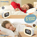 Kids Alarm Clock with Night Light & 18 Ringtones,Rechargeable,Cute Cat Ear Clock for Boys Girls Birthday Presents,Digital Clock for Children's Bedroom(White) by TinyTreasures Baby Boutique