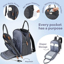 RUVALINO Diaper Bag Backpack-Expandable Baby Bag with up to 50% Capacity -Baby Essentials Bag with Changing Pad Insulated Bottle Holders & Pacifier Case, Waterproof, Dark Gray XL by TinyTreasures Baby Boutique
