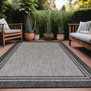 Bordered Outdoor Rug 9x12 Washable Outside Carpet for Indoor Patio Porch Waterproof Easy Cleaning Non Shedding Area Rugs Dark Gray 9 x 12 by CozyNest Decor