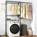 Over Washer and Dryer Shelves,3 Tier Adjustable Wire Shelving Laundry Room Storage Organization Clothes Drying Rack with Mounted on the Wall Expandable Hanger Rods&Hook,55"~74.5"Wx13.4"Dx77"H by CozyNest Decor
