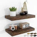 RICHFOCUS 16Inch Floating Shelves for Wall 2 Pack Shelves for Bedroom|Kitchen|Bathroom Wall Mounted Rustic Wood Floating Shelf with Invisible Brackets for Books|Storage|Decor, Rustic Brown by CozyNest Decor
