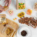 22oz Airtight Square Spice Containers with Bamboo Lid Set of 6 (650ml) Kitchen Pantry Organization Jar Stackable Spice Jar, for Sugar, Tea, Cookies and Coffee beans (‎with Black Lable) by CozyNest Decor