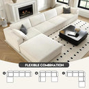 157.5" Cloud Couch Modular Sectional Sofa for Living Room,Modern Sofa with Deep Seat，L-Shape Boneless Couch with Ottoman,Comfy Upholstered Corduroy Couches for Apartment, Studio, Office,Bedroom，White by CozyNest Decor