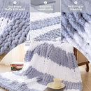 Chunky Knit Blanket - Luxury Soft Cozy 50 * 60 Throw Blanket,100% Woven Blanket Rope Knot Throw Blanket for Couch, Sofa, Home Decor, Gift - Machine Washable（White/Light Gray） by CozyNest Decor
