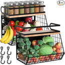 Magnetic Spice Rack for Refrigerator, Fruit, Potato & Onion Storage Bin,Large Capacity Magnetic Shelves for Side of Refrigerator, Kitchen Organizers and Storage Countertop,2 Pack Black by CozyNest Decor
