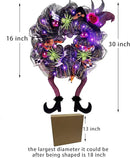 Lulu Home Halloween Front Door Wreath, Purple LED Lighted Witch Hat Wreath, Battery Operated, NOT PRELIT by CozyNest Decor