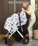 Rquite Muslin Car Seat Cover Baby, Carseat Covers Baby Boy Girl, Breathable Lightweight Infant Car Seat Cover, Baby Carrier Cover Car Seat Canopy Stroller Sun Shade for Summer & Hot Day, Universal Fit by TinyTreasures Baby Boutique