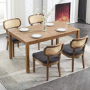 Rattan Dining Chairs Set of 6 Upholstered Linen Kitchen & Dining Room Chair with Curved Backrest Farmhouse Kitchen Chair Solid Wood Armless Side Chair for Dining Room/Restaurant, Black by CozyNest Decor