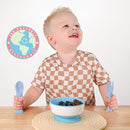 Made in USA Spoon la la Toddler Utensils Set - 2 Pack (1 Spoon & 1 Fork for Kids) - Self-Standing 3D Ergonomic Cat & Dog Handles - BPA-free, Dishwasher Safe, Baby Silverware (Blue) by TinyTreasures Baby Boutique
