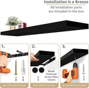 Sorbus Floating Shelves for Wall - 35 Inch Long Bathroom Shelves, Wall Decor for Bedroom, Kitchen, Living Room & Book Storage - Mounted Floating Shelf with Invisible Brackets (Black, 3 Pack) by CozyNest Decor