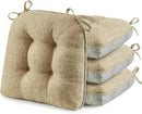 puredown® Chair Cushions for Dining Chairs, Tufted Memory Foam Chair Pads with Non-Slip Backing, Kitchen Seat Cushions with Ties, Washable Seat Pad Set of 4, 15.5" x 15.5" x 4", Khaki by CozyNest Decor