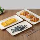 famiware Serving Platter, Rectangular 15.67/14.1/12.6 inch Serving Dishes for Entertaining, Microwave Dishwasher Safe, Stonware Serving Trays for Party, Turkey, Cheese, Ocean Series, Cappuccino White by CozyNest Decor