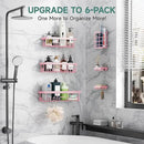 Veken Rustproof & Waterproof Shower Caddy 6-Pack, No Drilling Adhesive Shelves Rack with Soap Holder, Large Capacity Bathroom Organizers and Storage, Wall-Mounted Kitchen & Home Decor by CozyNest Decor