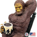 Bella Haus Bigfoot Garden Statue | Sasquatch Enjoying Morning Coffee | Whimsical Bigfoot Cabin Décor for Yard Patio Office or Home | Mythical Coffee-Loving Sasquatch Figurine | Hand-Painted Resin by GreenHaven Gardens