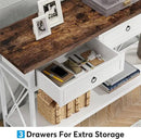 Tribesigns 70.8" Console Table with 3 Drawers, Farmhouse Entryway Table with Storage Shelf, Narrow Long Sofa Foyer Table for Entryway, Hallway (White/Brown) by CozyNest Decor