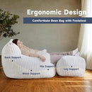 Giant Bean Bag Chairs for Adults, Oversized Chaise Lounge Chair Indoor with Memory Foam - Plush Boneless Lounger & Ottoman for Bedroom, Living Room, Gaming & Reading, Lazy Floor Sofa Chair, Beige by CozyNest Decor