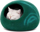 MEOWFIA Cat Cave – Premium Felt Cat Bed for Indoor Cats, Handmade 100% Merino Wool (Medium, Emerald) by CozyNest Decor