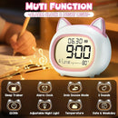 Kids Alarm Clock with Night Light for Kids, Small Digital Alarm Clocks for Bedrooms, Routine Builder, Cute Cat Alarm Clock with Sleep Training, Snooze, 12/24H, Date & Day, Temperature, USB Port by TinyTreasures Baby Boutique
