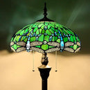 Tiffany Floor Lamp Stained Glass Lamp Standing Reading Light 16x16x70 Inch for Living Room (Green Dragonfly) by CozyNest Decor