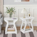End Tables Living Room Set of 2,End White Table with Charging Station, Side Table, Nightstand for Bedroom, 3 Tier End Table with Storage Shelf for Living Room White by CozyNest Decor