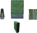 AGPL Upgraded Artificial Boxwood Hedge Wall with Dark Gray Stainless Steel Planter Box (79" Height 48" Width 12" Deep) Room Divider and Privacy Wall (79) by CozyNest Decor