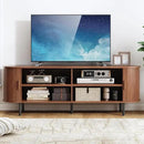 63" TV Stand with Power Outlet, Modern Media Console with Sliding Doors, Entertainment Center for TVs up to 60 Inch, Adjustable Shelves, Walnut by CozyNest Decor