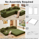 107" Oversized Convertible Sleeper Sofa Bed, Corduroy L Shape Sectional Couch, Folding Sofa Bed with Side Pocket, Modern Cloud Floor Mattress Couch, Modular Sofa for Living Room, Green by CozyNest Decor