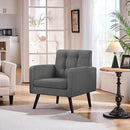 Yaheetech Modern Living Room Chair, Mid-Century Armchair Button Tufted Back and Wood Legs, Vintage Lounge Chair for Bedroom/Home Office/Study, Gray by CozyNest Decor