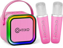 Contixo KS1A Kids Mini Karaoke Machine with LED Lights, 7–10H Playback, Dual Wireless Mics, Magic Voice Effects, Bluetooth Speaker for Children, Portable Singing Toy Gift for Boys & Girls, Pink by TinyTreasures Baby Boutique