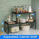 Expandable Kitchen Shelf Organizers, Kitchen Cabinet Organizer Stand Rack Organization for Countertop Cupborad Pantry, Black 1 Pack by CozyNest Decor