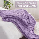 Chunky Knit Throw Blanket, 40''*50'' Knitted Throw Chenille Yarn for Bed Couch, Handmade Light Purple Crochet Big Thick Blanket, Machine Washable Cute Comfy Blanket for Home Decor by CozyNest Decor