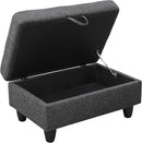 Ottoman Rectangular Storage Ottoman Bench, Flannel Footrest Stool Footstool with Lid for Living Room, Bedroom, Entryway, Black Gray, 35"x23.5"x17.5" by CozyNest Decor