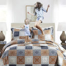 NEWLAKE Quilt Bedspread Sets-Color Block Pattern Reversible Coverlet Set,King Size by CozyNest Decor