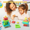 Montessori Toys for Ages 1-3 2-5 Toddlers Kids Baby,Pyramid Stacking Building Toys,3D Preschool Learning Blocks for Kids,STEM Sensory Toy Gifts for 2-4 Year Old Boy Girl,Plastic Storage Bag Set by TinyTreasures Baby Boutique