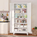 Metal Pantry Cabinet with 2 Doors and 5 Adjustable Shelves, 75" Kitchen Storage cabinets with Gold Handles, Versatile Storage for Laundry Room, Living Room, Bathroom, Dinning Room, Utility Room-White by CozyNest Decor