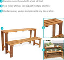 Sunnydaze 2-Tier Meranti Outdoor Wood Plant Stand - Indoor Plant Bench with Teak Oil Finish - 24-Inch by GreenHaven Gardens