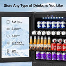 24 Inch Beverage Refrigerator, 5.2 Cu. Ft. Drink Refrigerator with Glass Door, 200 Cans Under Counter & Freestanding Drink Fridge, Reversible Door, Built-In Beverage Cooler for Kitchen, Bar or Office. by CozyNest Decor