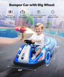 ELEMARA 12V Kids Bumper Car with Big Wheel, 2.2 Mph Max, Toddler Bumper Cars with Remote, Baby Bumping Toy Car with DIY Stickers,360 Degree-Spin, Music, Bluetooth,LED Lights, Blue by TinyTreasures Baby Boutique