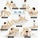 BlueWood 10-in-1 Pikler Triangle Set, Toddler Climbing Toys Indoor, Montessori Climber, Baby Jungle Gyms with Arch, Extra Rope Ladder & Footprint Balance Beam - Natural Rustic by TinyTreasures Baby Boutique