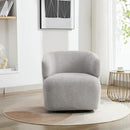Swivel Accent Chair, Chenille Barrel Chair for Living Room, Cozy Round Boucle Arm Chair, Metal Base for Club Nursery Bedroom, Light Grey by CozyNest Decor