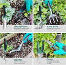 Gardening Tool, Heavy Duty Gardening Hand Tools for Gardener, Gardening Gifts for Women, Men, Heavy Duty Gardening Tools with Storage Tote Bag Non-Slip Rubber Grip, Aluminum Green Gardening Tool Set by GreenHaven Gardens