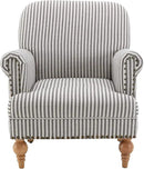 chairus Linen Accent Chair for Living Room Upholstered Mid Century Modern Single Sofa Chair with Solid Wood Legs Comfy Reading Chair Armchair for Bedroom/Office Room/Recption/Lounge, Black Stripe