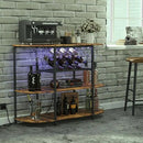 Wine Cabinet Bar Cart Table with Power Socket and LED Light, Three Tiers Coffee Bar Table Wine Rack Liqour Bar with Large Storage for Home Kitchen (Retro Brown) by CozyNest Decor