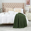 Longhui bedding Chunky Cable Knit Throw Blanket Lightweight Olive Green 100% Organic Cotton Blanket for Sofa Couch Bed Baby Nursery, Rustic Shabby Chic Modern Farmhouse, 60” x 80” Give Laundering Bag by CozyNest Decor
