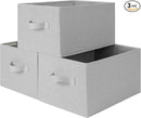 StorageWorks Storage Baskets for Shelves, Foldable Fabric Closet Storage Bins with Handles, Fabric Storage Bins Clothes Organizer, Light Grey, 3-Pack, Large by TinyTreasures Baby Boutique