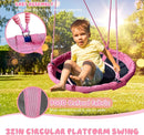 440lbs 2 Seat Kids Swing Sets for Backyard, 1 Saucer Tree Swing 32 inch, 1 Belt Swings, Heavy Duty Metal Swing Stand with Anchors(Pink+Blue) by TinyTreasures Baby Boutique