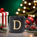 COLLECTIVE HOME - Monogram Ceramic Mugs, 15 oz Golden Initial Black Coffee Cups, Elegant Alphabet Tea Mugs, Elegant Personalized Mug with Gift Box, Unique Mug with Double Side Capital Lette (D) by CozyNest Decor
