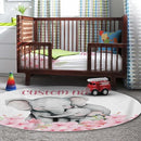 Personalized Baby Crib Bedding Set for Baby Girls, Pink Flower Elephant Design Custom Name Baby Crib Sets 5-Pcs, Toddler Double Layer Blanket Fitted Sheets Changing Pad Cover Rug Wall Art Set by TinyTreasures Baby Boutique